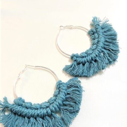 BOHO macrame petrol earrings