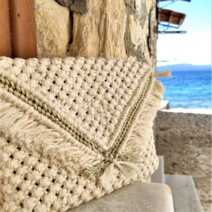 BOHO handmade macrame clutch bag