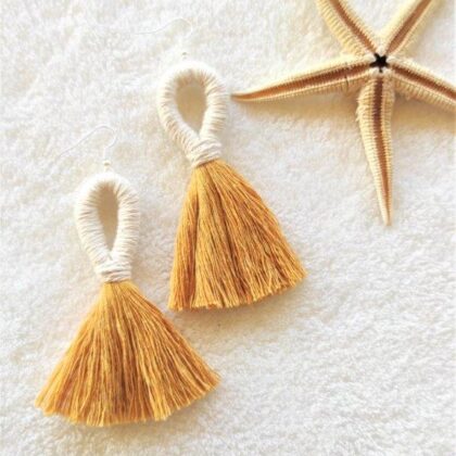 BOHO mustard summer earrings